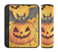 Car Seat Belt Covers Set of 2 Soft Car Seatbelt Shoulder Cover for Adults Youth Kids S Happy Halloween Bat Pumpkin