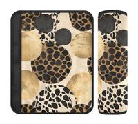 Car Seat Belt Covers Set of 2 Soft Seat Belt Shoulder Strap Covers Pad for Adults Youth Kids S Leopard Circle Gold Pattern