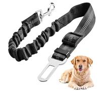 Car Seat Belt for Dogs, Shock Absorbing Car Lead, Durable, Adjustable, Elastic, Suitable for All Types of Cars, Suitable for All Cats and Dogs (Black)