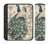 Car Seat Belt Pads 2 Pack Breathable Baby Seat Shoulder Strap Cover for Women Men Kids S Peacock Floral Art Print