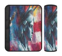 Car Seat Belt Pads 2 Pack Breathable Backpack Shoulder Strap Pad Cover for Adults Youth Kids M Lady Liberty Presidents Day Art
