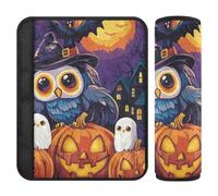 Car Seat Belt Pads 2 Pack Breathable Backpack Shoulder Strap Pad Cover for Adults Youth Kids S Halloween Dancing Pumpkin Ghosts Owl Skull