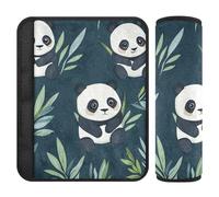 Car Seat Belt Pads 2 Pack Breathable Camera Bag Strap Cover for Adults Child Kids S Panda Leaf Blue Pattern