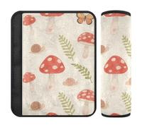 Car Seat Belt Pads 2 Pack Soft Auto Seatbelt Shoulder Pad for Adults and Kids S Mushroom Pattern Print