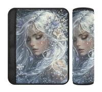 Car Seat Belt Pads 2 Pack Soft Auto Seatbelt Shoulder Pad for Adults Youth Kids M Snow Girl Fantasy Art