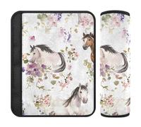 Car Seat Belt Pads 2 Pack Soft Baby Seat Shoulder Strap Cover for Adults and Kids M Horse Floral Pattern