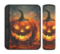 Car Seat Belt Pads 2 Pack Soft Baby Seat Shoulder Strap Cover for Adults Youth Kids M Halloween Background with Scary Pumpkin