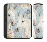 Car Seat Belt Pads 2 Pack Soft Backpack Shoulder Strap Pad Cover for Adults Child Kids S Horse Floral Blue Pattern
