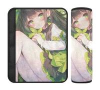 Car Seat Belt Pads 2 Pack Soft Backpack Shoulder Strap Pad Cover for Adults Youth Kids M Anime Girl Green Art Print