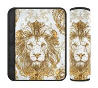 Car Seat Belt Pads 2 Pack Soft Child Safety Seat Shoulder Strap Cover for Adults Youth Kids S Lion Gold Ornate Art