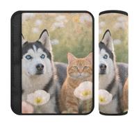 Car Seat Belt Pads 2 Pcs Breathable Auto Seatbelt Shoulder Pad for Adults and Kids M Dog & Cat in Flowers