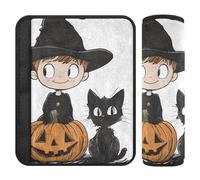 Car Seat Belt Pads 2 Pcs Breathable Auto Seatbelt Shoulder Pad for Women Men Kids S Halloween Little Boy and Cat