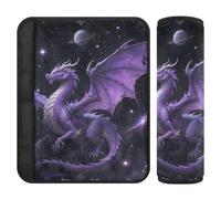Car Seat Belt Pads 2 Pcs Breathable Backpack Shoulder Strap Pad Cover for Adults Child Kids S Purple Dragon Fantasy Art