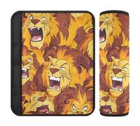 Car Seat Belt Pads 2 Pcs Breathable Backpack Shoulder Strap Pad Cover for Adults Youth Kids S Roaring Lion Repeat Pattern