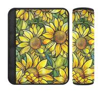 Car Seat Belt Pads 2 Pcs Soft Camera Bag Strap Cover for Adults Child Kids S Sunflower Stained Glass Print
