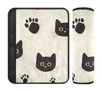 Car Seat Belt Pads 2 Pcs Soft Car Seatbelt Shoulder Cover for Adults Youth Kids S Black Cat Paw Repeat Design