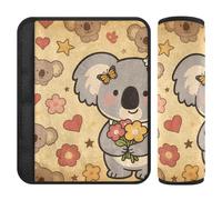 Car Seat Belt Pads 2 Pcs Soft Car Seatbelt Shoulder Cover for Women Men Kids M Koala Flower Bouquet