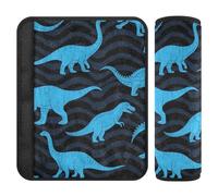 Car Seat Belt Pads 2 Pcs Soft Child Safety Seat Shoulder Strap Cover for Adults Child Kids M Dinosaur Blue Wave Pattern