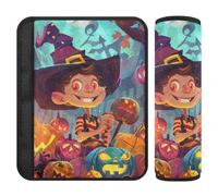 Car Seat Belt Pads 2 Piecing Breathable Auto Seatbelt Shoulder Pad for Women Men Kids M Happy Halloween Trick Or Treat Candy