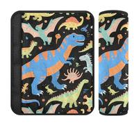 Car Seat Belt Pads 2 Piecing Soft Auto Seatbelt Shoulder Pad for Adults Child Kids M Colorful Dinosaur Print