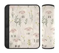 Car Seat Belt Pads 2 Piecing Soft Baby Seat Shoulder Strap Cover for Adults and Kids S Sheep Floral Pattern