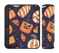 Car Seat Belt Pads 2 Piecing Soft Baby Seat Shoulder Strap Cover for Women Men Kids M Halloween Sweet Candy Pattern