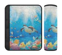 Car Seat Belt Pads 2 Piecing Soft Car Seatbelt Shoulder Cover for Adults and Kids S Sea Turtle Underwater Art