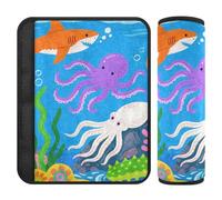 Car Seat Belt Pads 2 Piecing Soft Seat Belt Shoulder Strap Covers Pad for Women Men Kids M Ocean Creature Collage