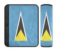 Car Seat Belt Pads Covers 2 Pack Breathable Backpack Shoulder Strap Pad Cover for Adults and Kids S Flag Saint Lucia