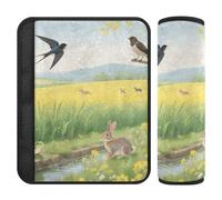 Car Seat Belt Pads Covers 2 Pack Breathable Backpack Shoulder Strap Pad Cover for Women Men Kids S Bird & Squirrel Scene
