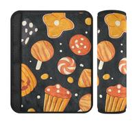 Car Seat Belt Pads Covers 2 Pack Breathable Car Seatbelt Shoulder Cover for Adults and Kids M Halloween Sweet Candy Pattern