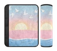 Car Seat Belt Pads Covers 2 Pack Breathable Seat Belt Shoulder Strap Covers Pad for Adults Child Kids M Tropical Island Sunset