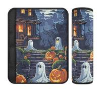 Car Seat Belt Pads Covers 2 Pack Breathable Seat Belt Shoulder Strap Covers Pad for Adults Youth Kids M Halloween Pixel Pumpkins and Ghosts