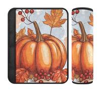 Car Seat Belt Pads Covers 2 Pack Soft Auto Seatbelt Shoulder Pad for Adults and Kids S Autumn Leaves Pumpkin and Rowan Berries