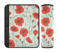 Car Seat Belt Pads Covers 2 Pack Soft Backpack Shoulder Strap Pad Cover for Adults Child Kids S Red Poppy Floral Pattern