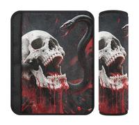 Car Seat Belt Pads Covers 2 Pack Soft Car Safety Seat Belt Strap Shoulder Pad for Adults Youth Kids M Skull Snake Art Print