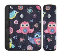 Car Seat Belt Pads Covers 2 Pack Soft Car Seatbelt Shoulder Cover for Adults Youth Kids S Owl Bird Colorful Pattern
