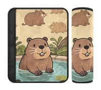 Car Seat Belt Pads Covers 2 Pack Soft Child Safety Seat Shoulder Strap Cover for Adults Child Kids M Beaver Pond Art