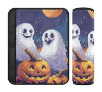 Car Seat Belt Pads Covers 2 Pack Soft Child Safety Seat Shoulder Strap Cover for Adults Youth Kids S Halloween Pixel Pumpkins and Ghosts