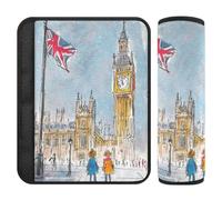 Car Seat Belt Pads Covers 2 Pcs Breathable Backpack Shoulder Strap Pad Cover for Adults Child Kids M Flags at Half - Mast Scene