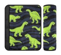 Car Seat Belt Pads Covers 2 Pcs Breathable Backpack Shoulder Strap Pad Cover for Women Men Kids S Dinosaur Neon Green Pattern