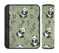 Car Seat Belt Pads Covers 2 Pcs Soft Baby Seat Shoulder Strap Cover for Adults and Kids M Panda Green Leaf Pattern