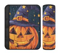 Car Seat Belt Pads Covers 2 Pcs Soft Backpack Shoulder Strap Pad Cover for Adults Child Kids S Halloween Pumpkin with Witches Hat and Stars