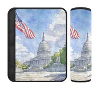 Car Seat Belt Pads Covers 2 Pcs Soft Camera Bag Strap Cover for Adults and Kids M Capitol Flag - Flying Scene