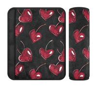 Car Seat Belt Pads Covers 2 Pcs Soft Car Safety Seat Belt Strap Shoulder Pad for Adults and Kids M Love red Cherry Pattern