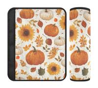 Car Seat Belt Pads Covers 2 Piecing Breathable Baby Seat Shoulder Strap Cover for Adults and Kids S Thanksgiving Day Autumn Pumpkins and Sunflowers
