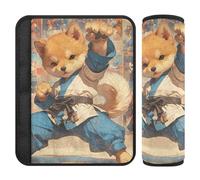Car Seat Belt Pads Covers 2 Piecing Breathable Baby Seat Shoulder Strap Cover for Adults and Kids S Dog Karate Art Print