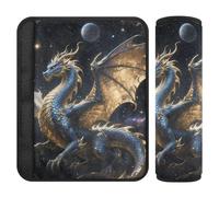 Car Seat Belt Pads Covers 2 Piecing Breathable Seat Belt Shoulder Strap Covers Pad for Adults and Kids S Fantasy Dragon Night Sky Art