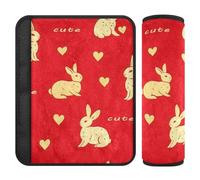 Car Seat Belt Pads Covers 2 Piecing Soft Baby Seat Shoulder Strap Cover for Adults Youth Kids M Bunny Love red Pattern