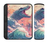 Car Seat Belt Pads Covers 2 Piecing Soft Baby Seat Shoulder Strap Cover for Adults Youth Kids M Dinosaur Wave Sunset Art